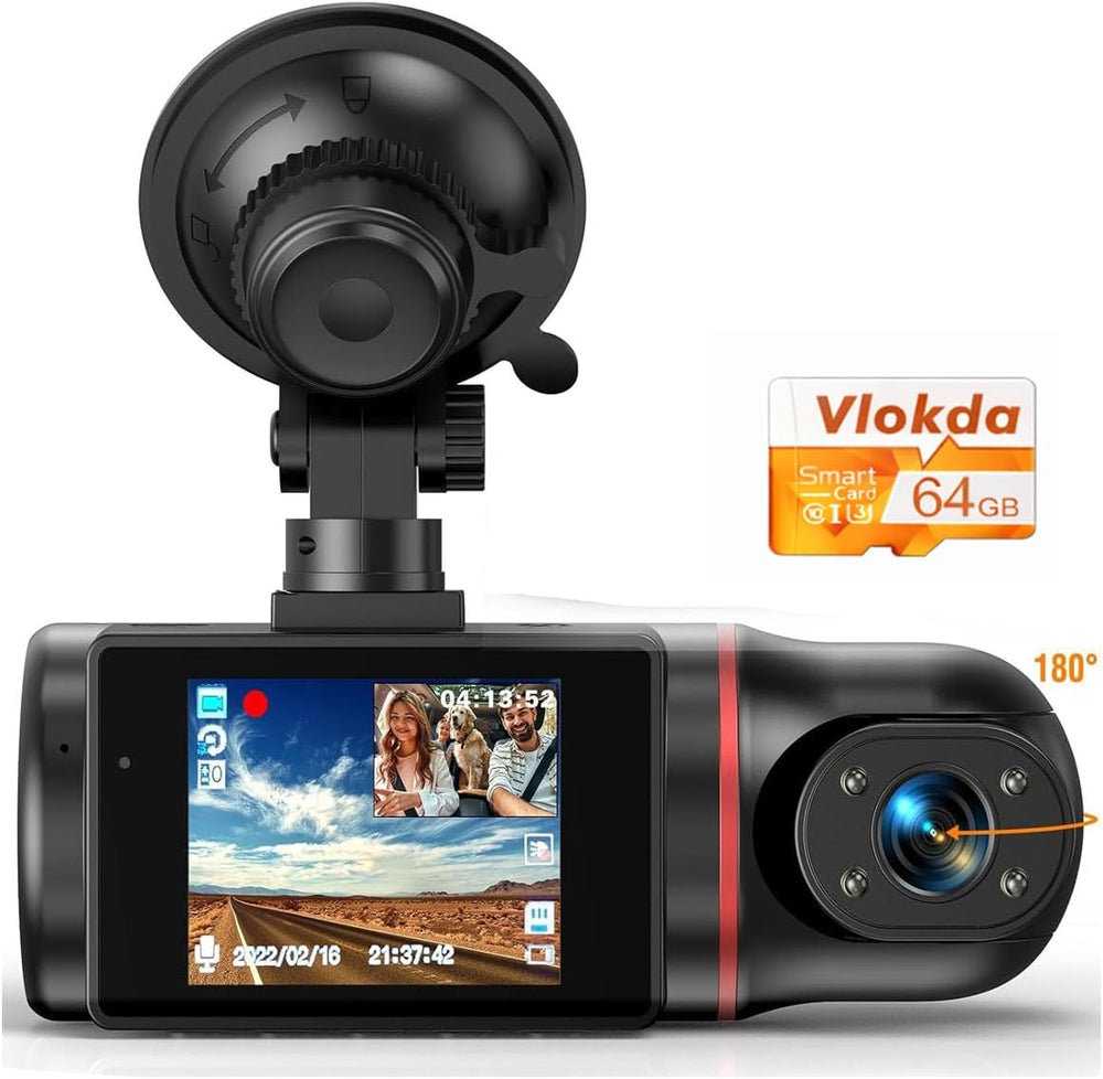Dual Dash Cam Front and Inside with 64GB Card