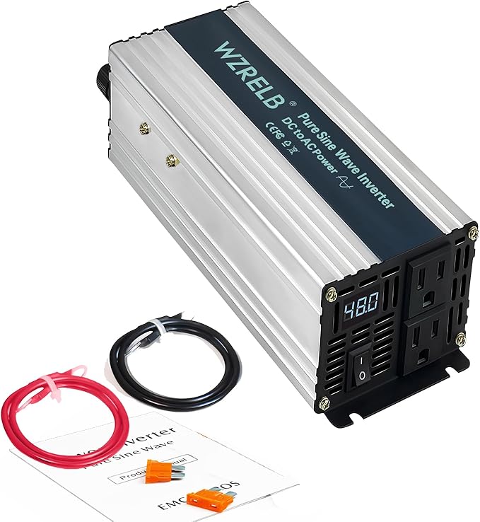 WZRELB 800W Pure Sine Wave Inverter 48V DC to 110V 120V AC, Car Power Inverter