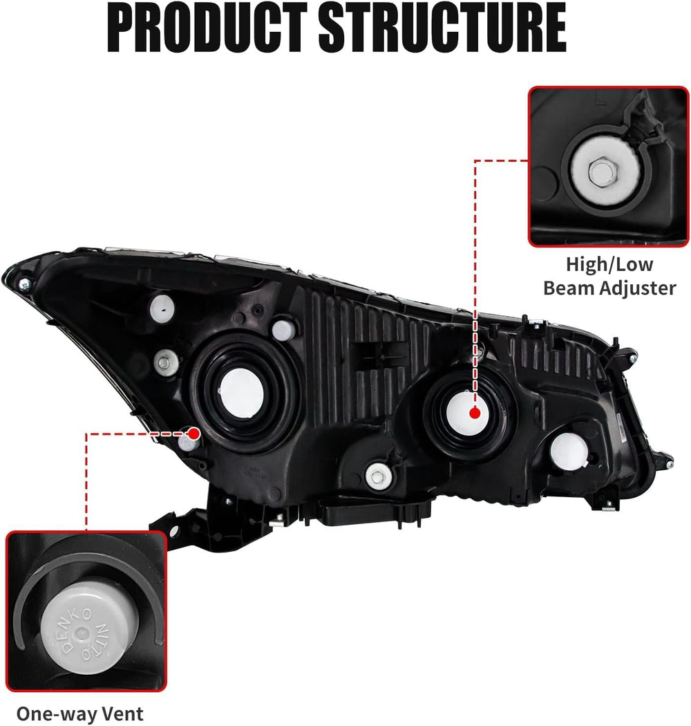 AS Headlight Assembly for 2008 2009 2010 2011 2012 Accord 4dr Sedan Headlamps...