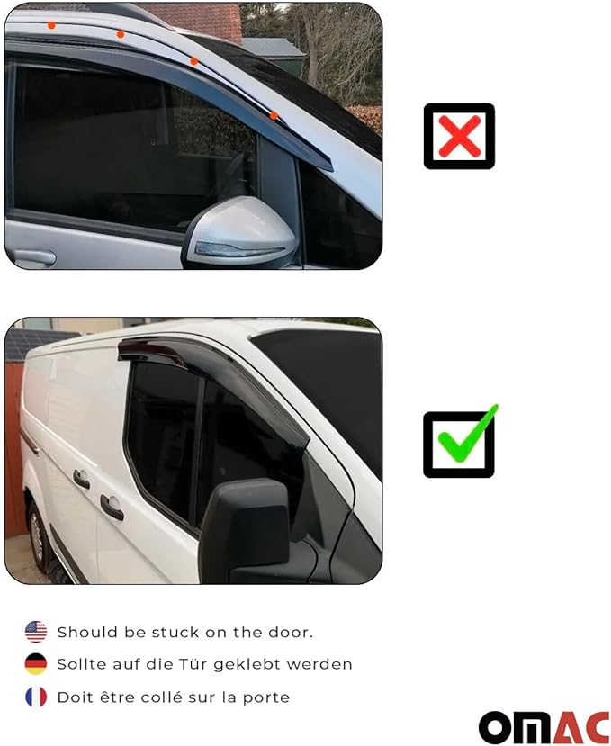 OMAC Window Visor Vent Rain Guard Deflector (2 Pcs)