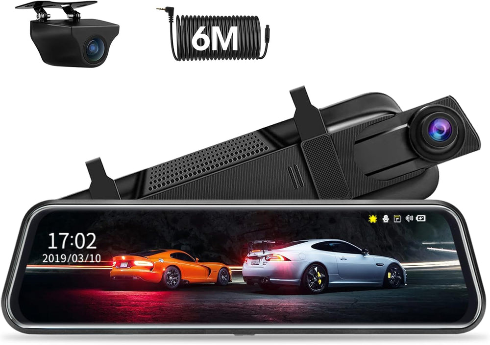 Upgraded 10'' Rear View Mirror Camera Mirror Dash Cam Front and Rear ...