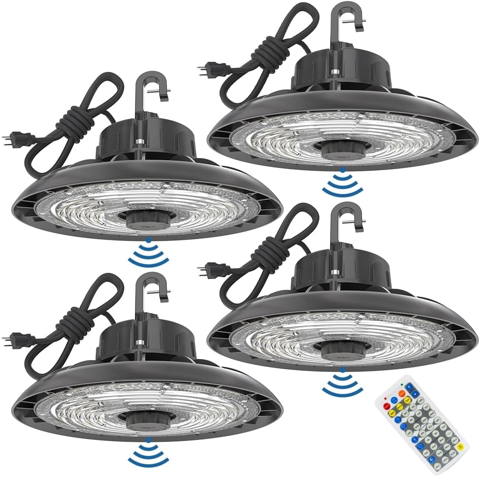 HYPERLITE 150W Smart High Bay LED Shop Lights 4pack, 140LM/W 5000K LED High B...