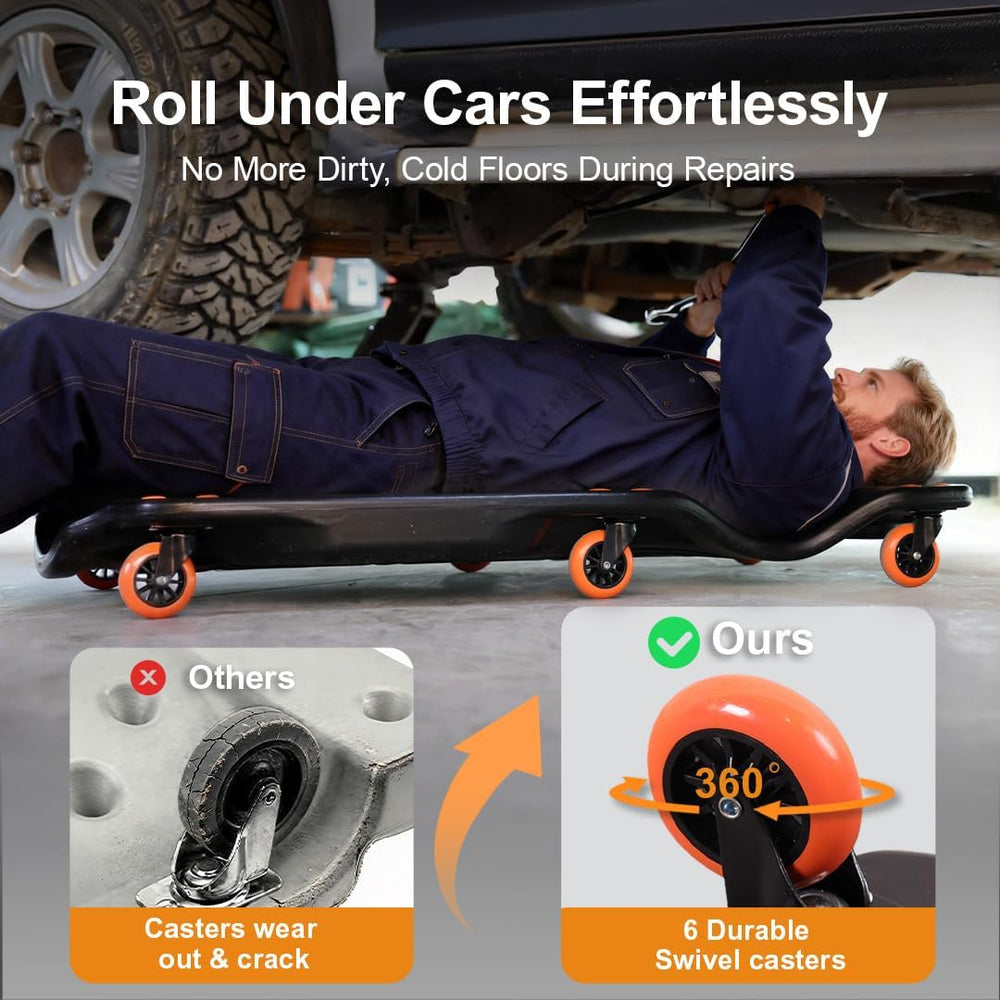 42" Mechanic Creeper with 6 Swivel Casters, Ergonomic Car Creeper with 2...
