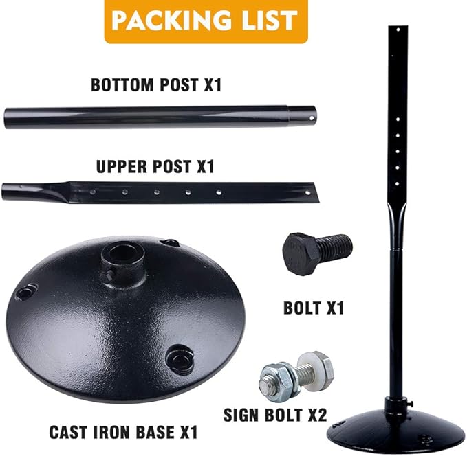 Heavy Duty Cast Iron Sign Post and Base Kit