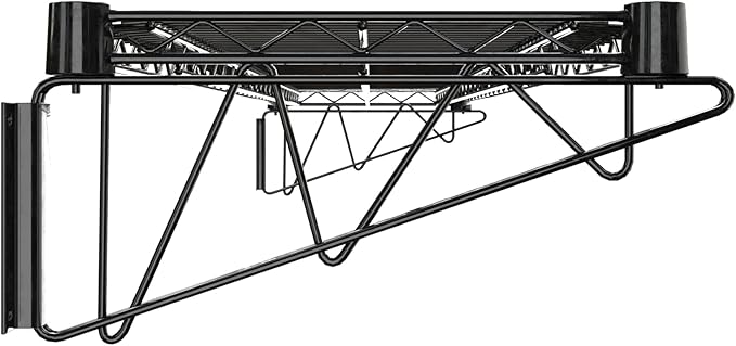 14" x 60" Black Epoxy Wire Wall Mount Shelf