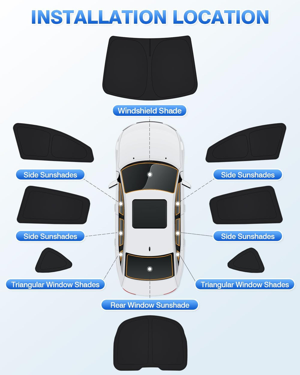 Canvcle Windshield Sun Shade for Tesla Model Y 2020-2024 Accessories Side Rea...
