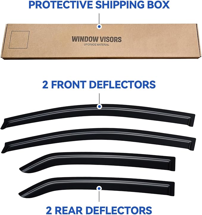 Window Visors Rain Guards for 2007-2013 Toyota Yaris Sedan, Out-Channel Window