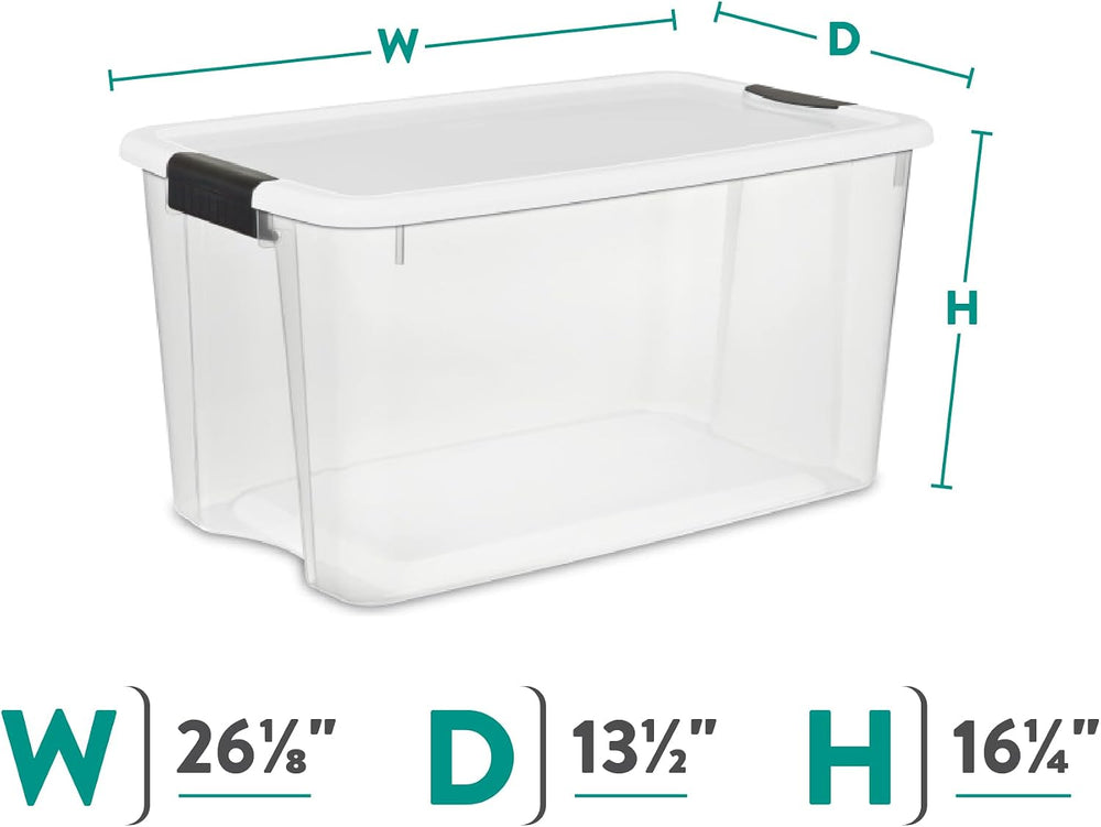 Sterilite Ultra Latch Box with Lids for Home and Office, 70 Quart, 4-Pack