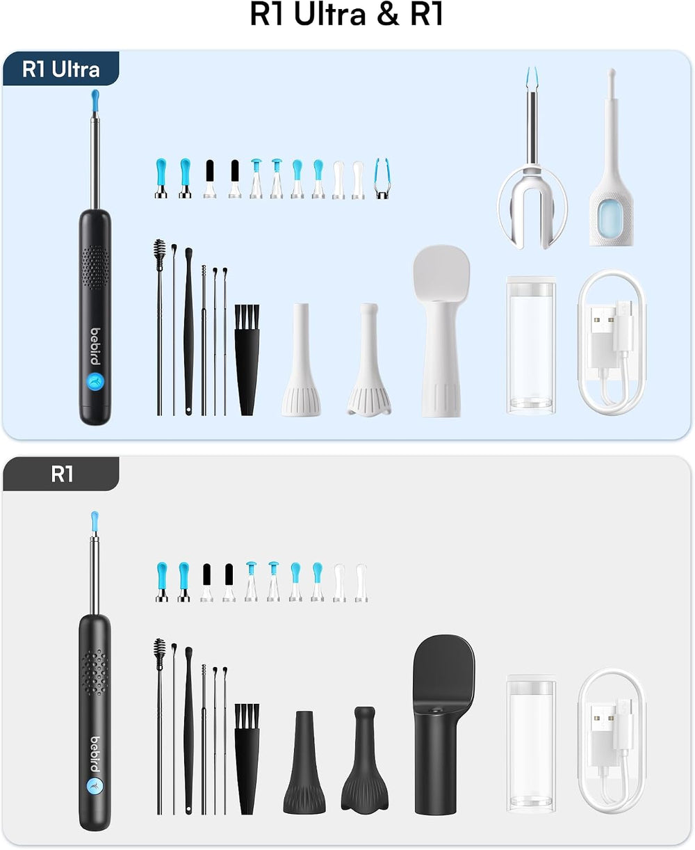 BEBIRD R1 Ultra Ear Wax Removal: 1296P HD Ear Camera Cleaner Tweezers IP67
