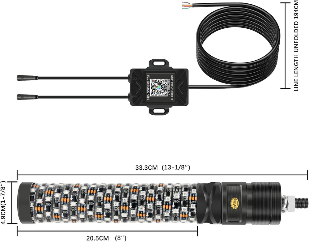 DREAMOTOR Whip Lights, 2Pcs 1FT Fat Whip Lights for Side by Side with Wireles...