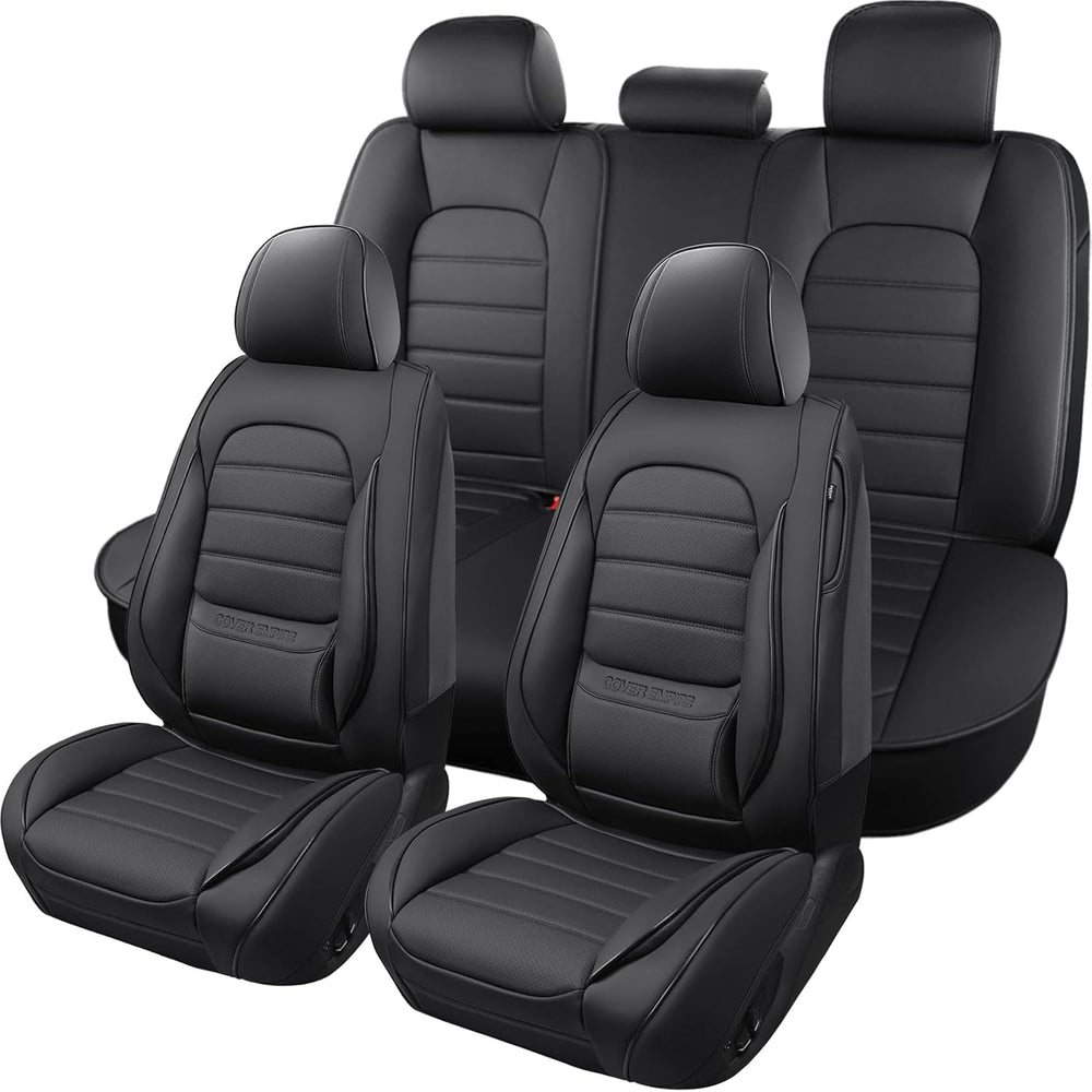 Car Seat Covers Full Set, 5Pcs Universal Leather Seat Covers for Cars, Waterp...
