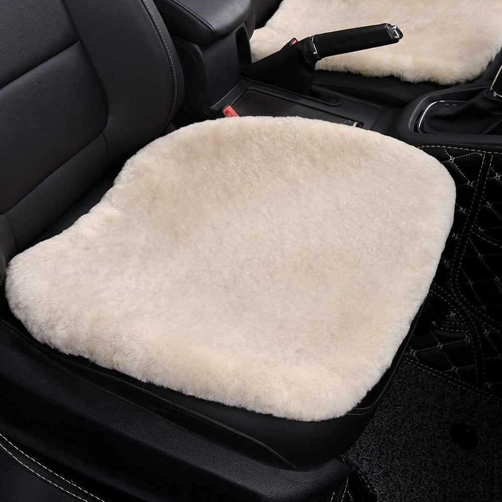 Fuzzy Sheepskin Car Seat Cover for Soft Fur Genuine Wool Cushion