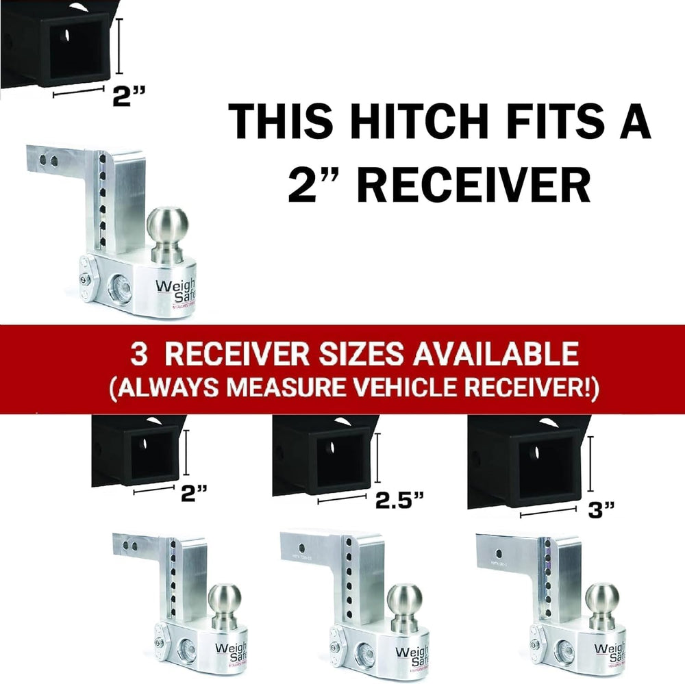 Weigh Safe Trailer Hitch Ball Mount, 6" Drop, 2" Receiver, Weight S...