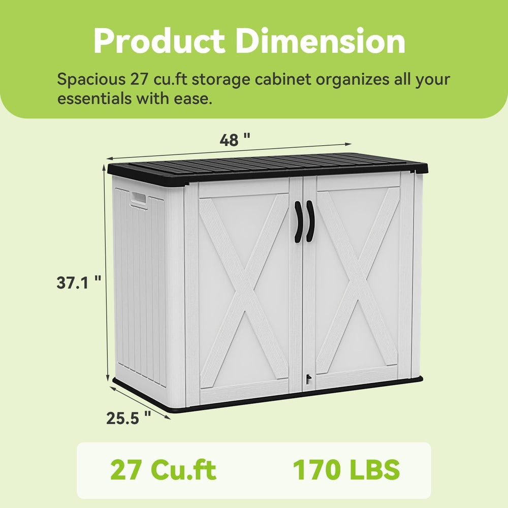 Devoko 26 Cu Ft Resin Outdoor Storage Cabinet, White