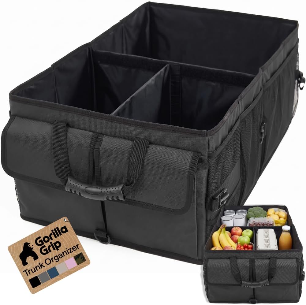 GORILLA GRIP Trunk Organizer for SUV and Cars, Large Capacity Black