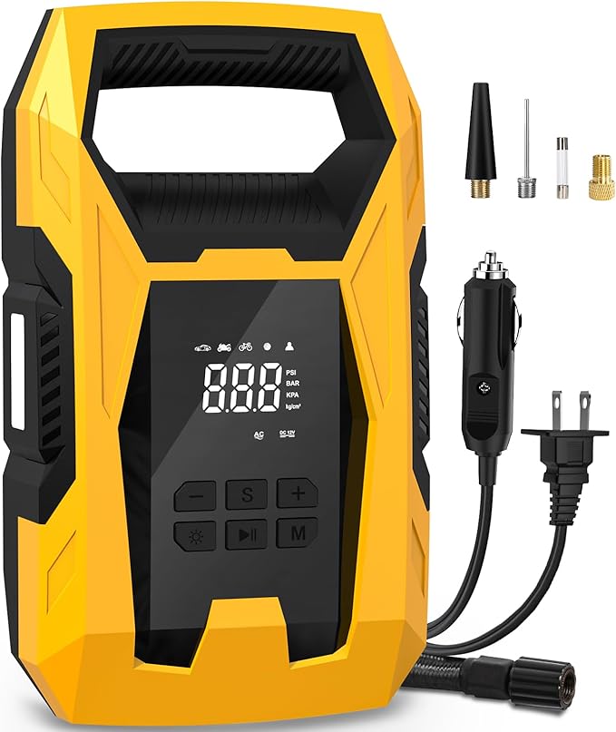 CARSUN AC/DC Tire Inflator Portable Air Compressor, Dual Power