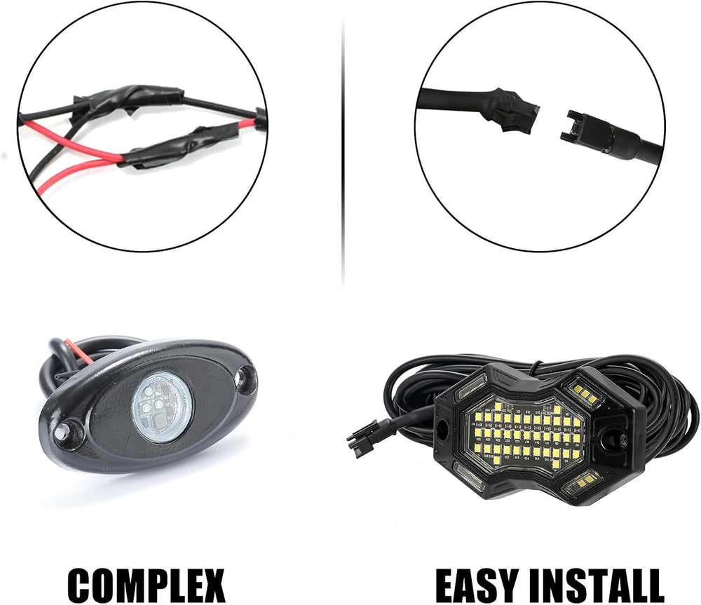 SUNPIE 12 Pods 6000K Magnetic White Rock Lights with 4M Extension Wires | Wid...