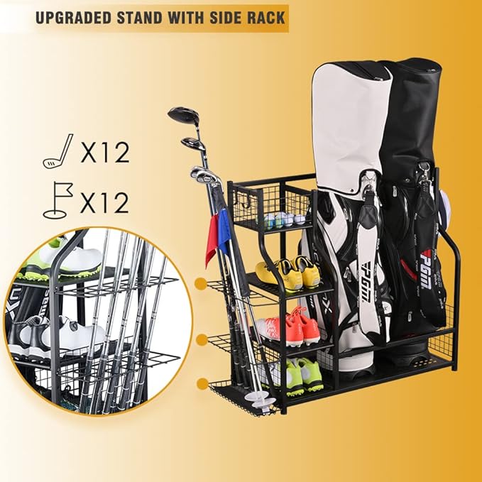 SNAIL Golf Bag Garage Storage Organizer Extra Large Size Golf Bag Rack Stand