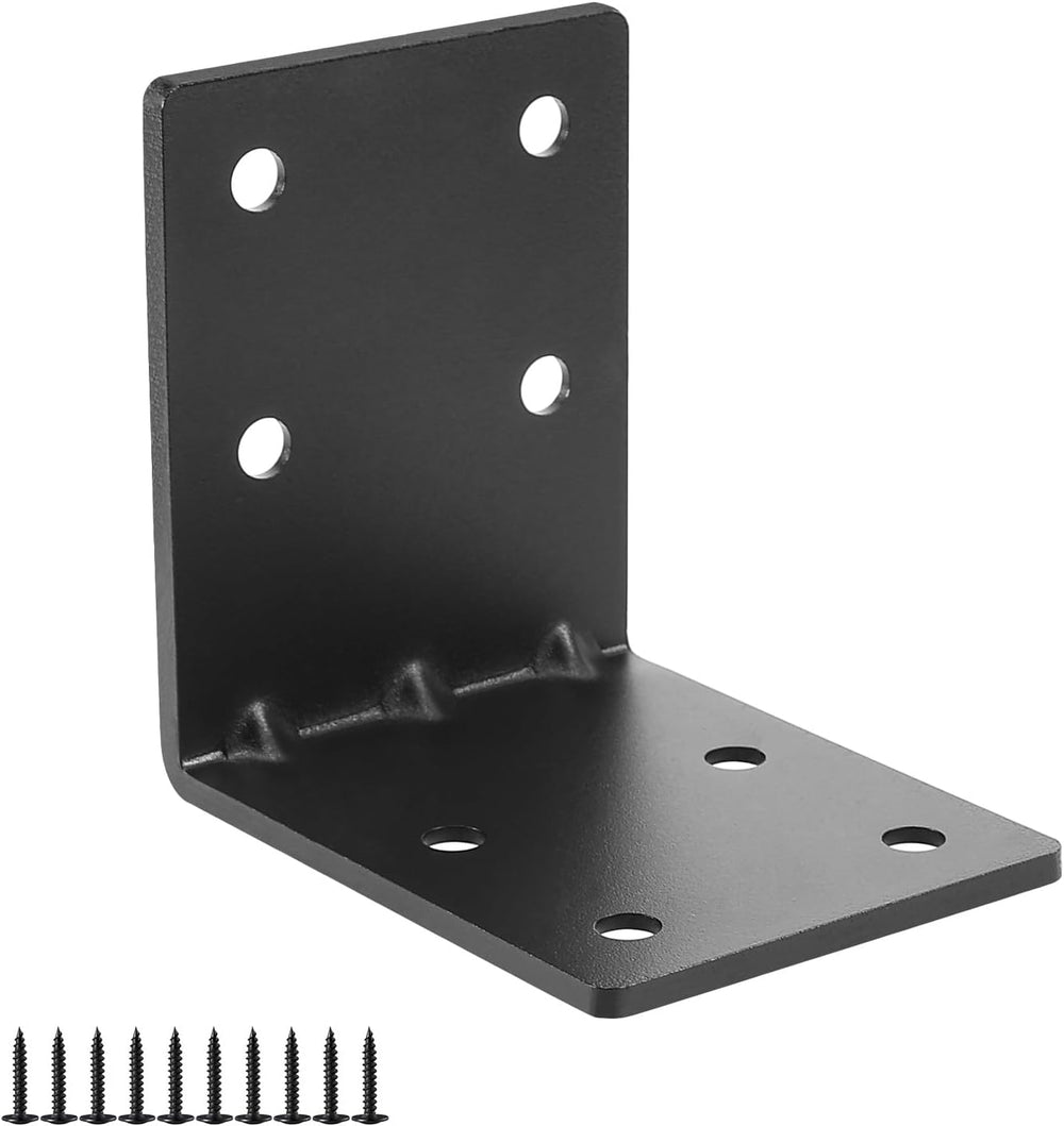 4 PCS Heavy Duty Steel Corner Brackets, 5"x5"x4" 90 Degree L R...