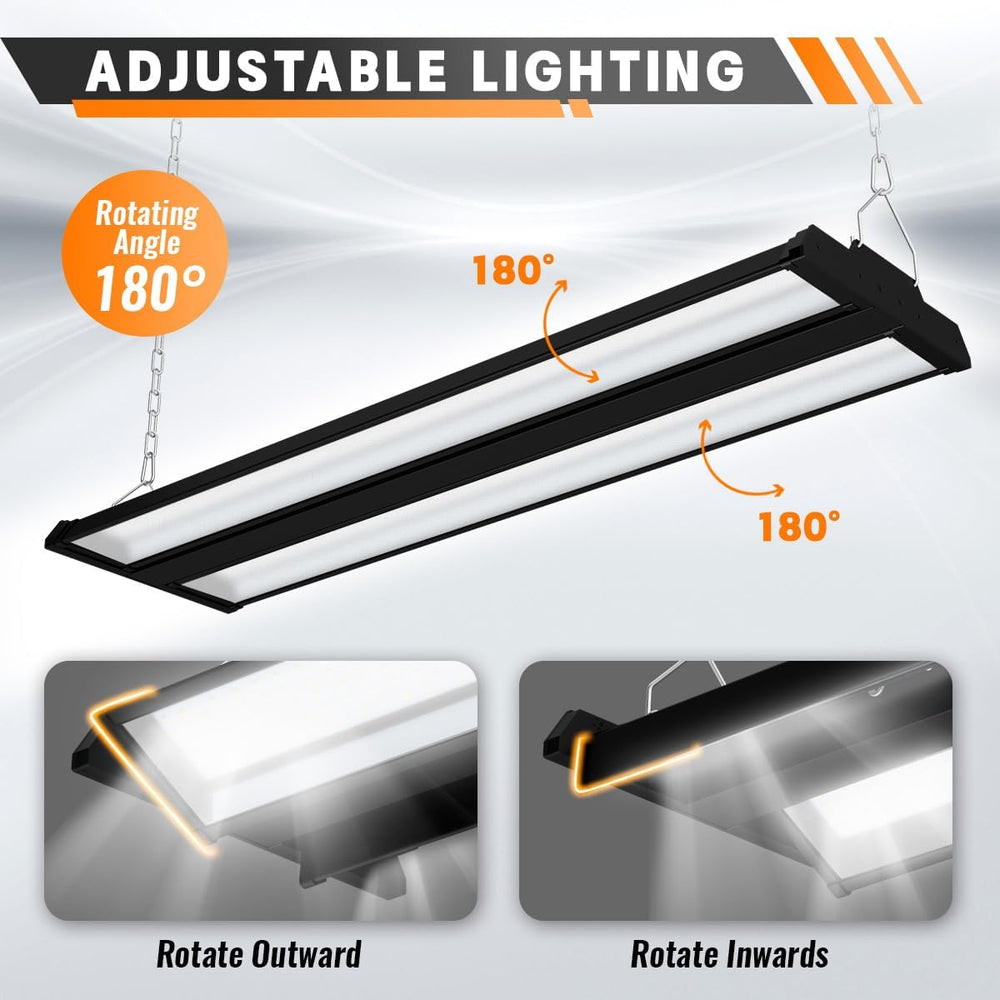 LED Linear High Bay Shop Light 2-Pack, 5000K Daylight 300W 40500LM 0-10V Dimm...