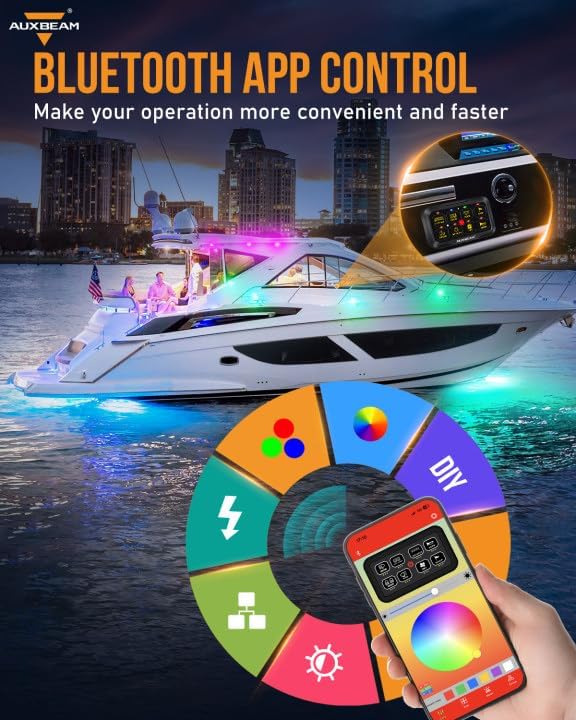 Auxbeam RGB Bluetooth 8 Gang Switch Panel AR-820 Toggle Momentary Pulsed Switch