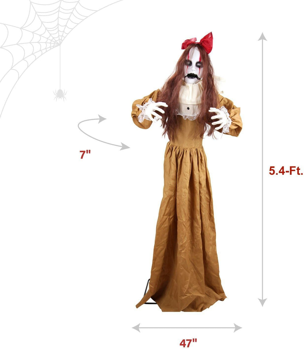 Haunted Hill Farm 5.4-Ft. Pop-Up Creepy Lady Halloween Animatronic