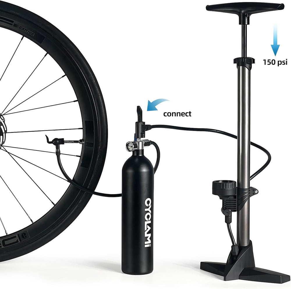 Tubeless Tire Inflator 1.3L with Pressure Gauge - Aluminum Alloy Tubeless Bik...