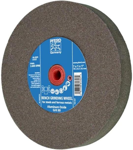 PFERD Vitrified Bench Grinding Wheel 7" x 1" x 2", 80 Grit (1PC)