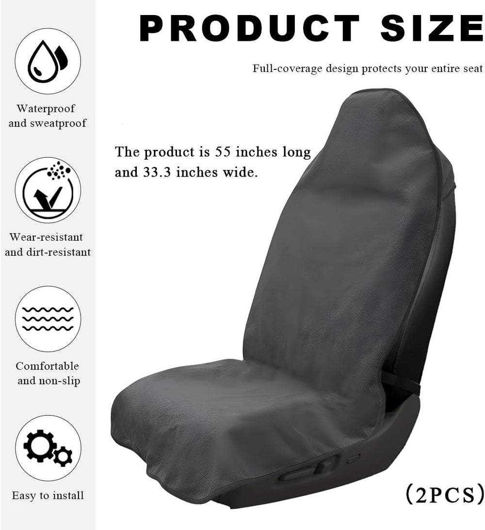DXNQ 2PCS Car Towel Seat Cover, Waterproof Sweating Non-Slip Premium Soft Tow...
