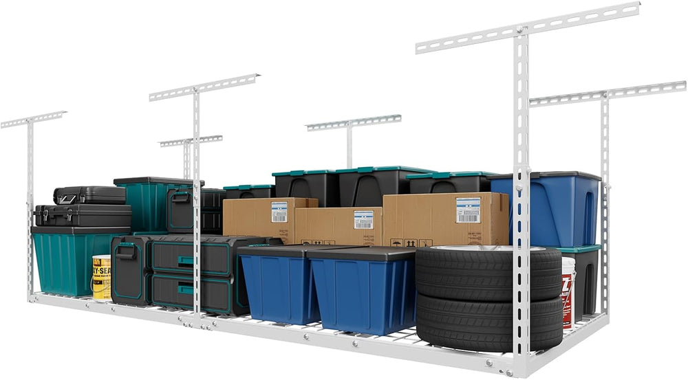 Jusgym 3X8FT Overhead Garage Storage Rack, 26"-40" Height Adjustabl...