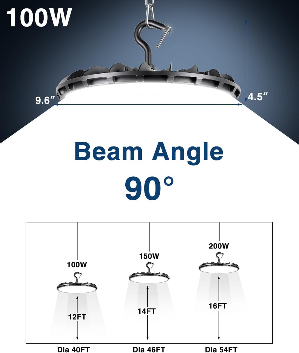 100W UFO LED High Bay Light, Aluminum LED Shop Lights with 13000LM
