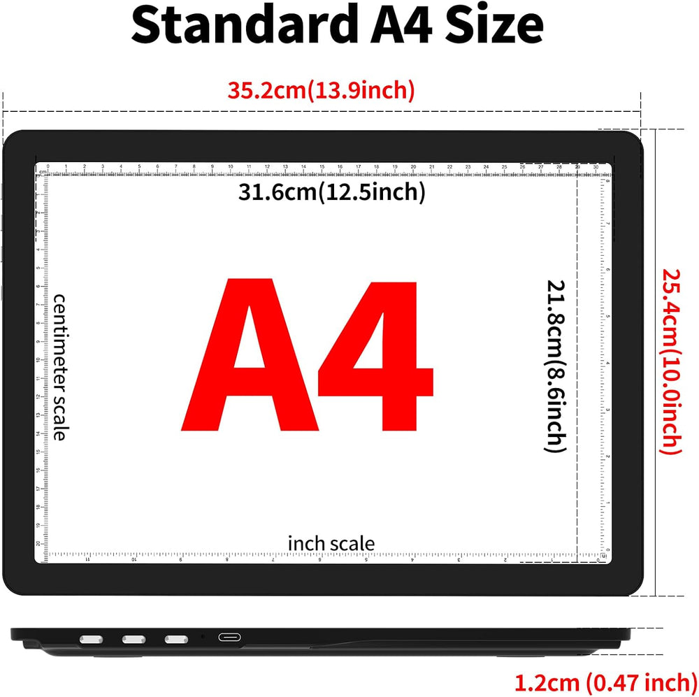 TOHETO Rechargeable A4 Light Board with Stand, Super Bright Magnetic Light Pa...