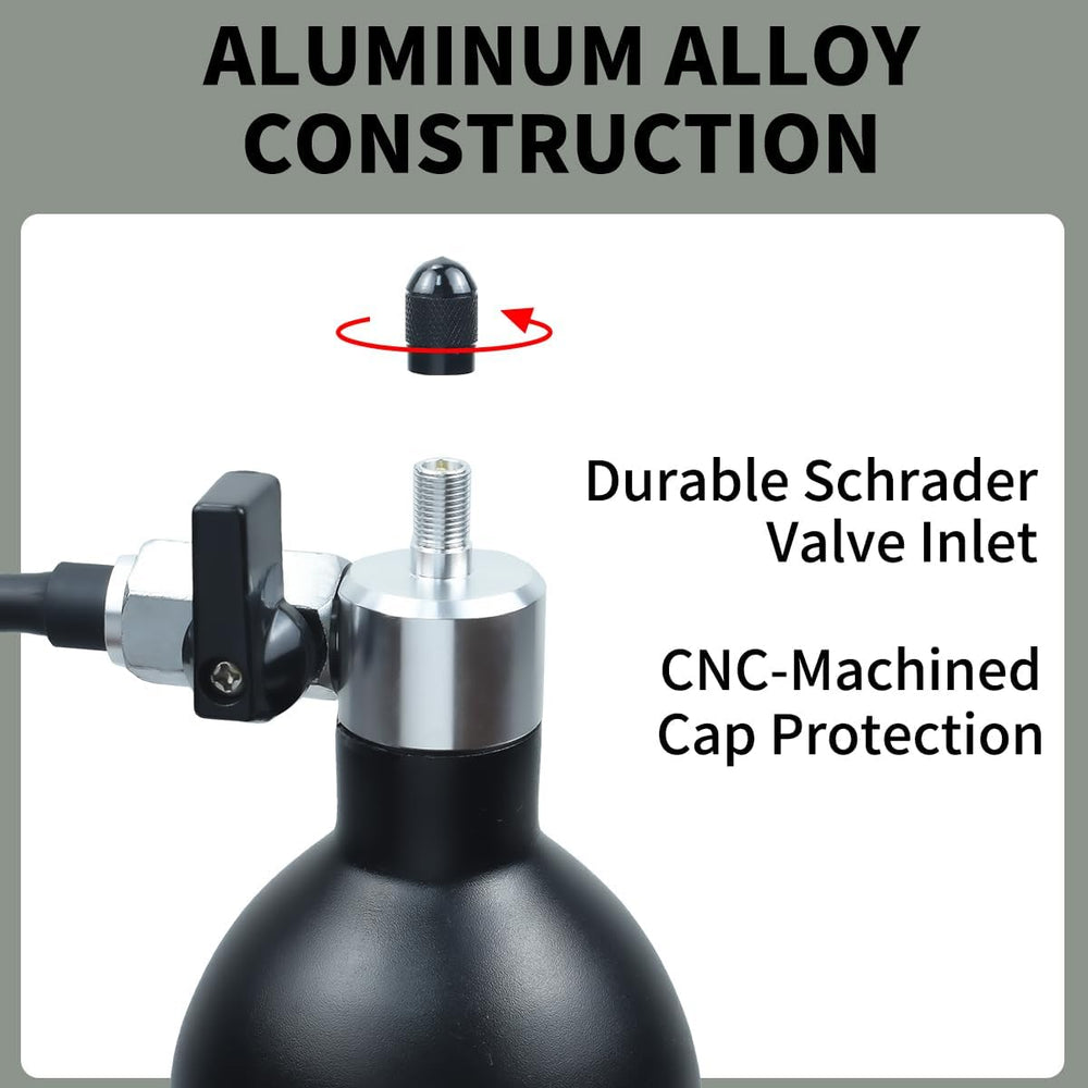 High-Pressure Tubeless Bike Tire Inflator Air Tank - 200 PSI Aluminum Alloy B...
