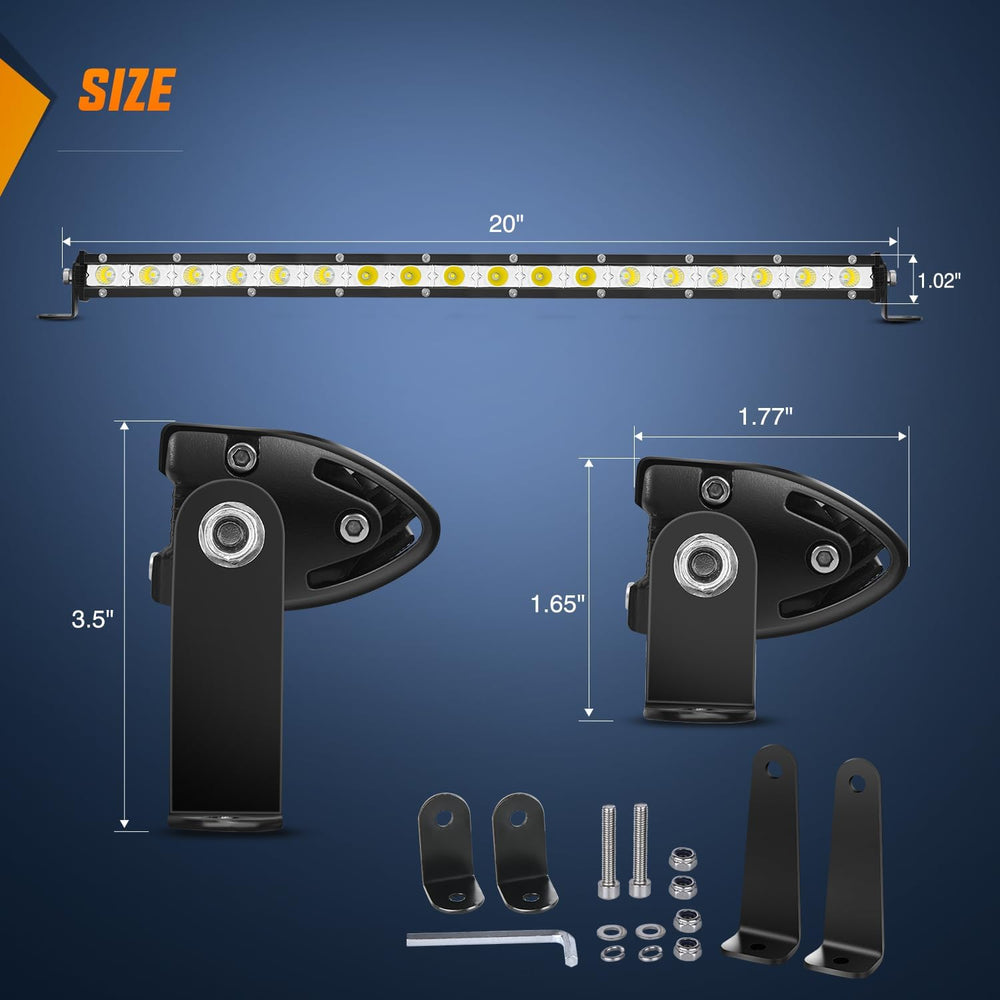 Nilight Single Row LED Light Bar Ultra-Slim Spot Flood Combo Beam Pod 20 Inch...