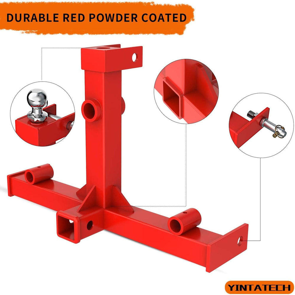YINTATECH 3 Point Trailer Hitch with 2" Receivers for Tractor Category 1