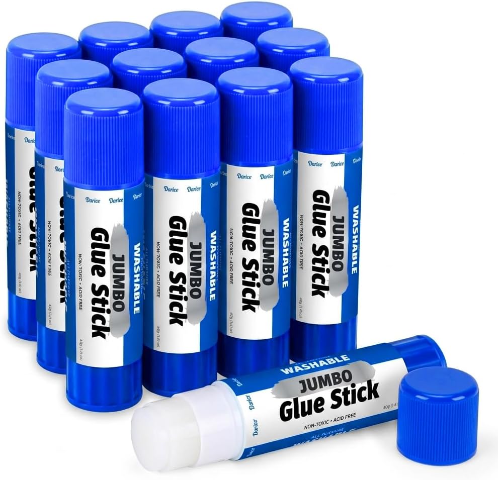 Darice Jumbo Glue Sticks, 1.4 Oz (40g) โ All-Purpose Washable School Glue for...