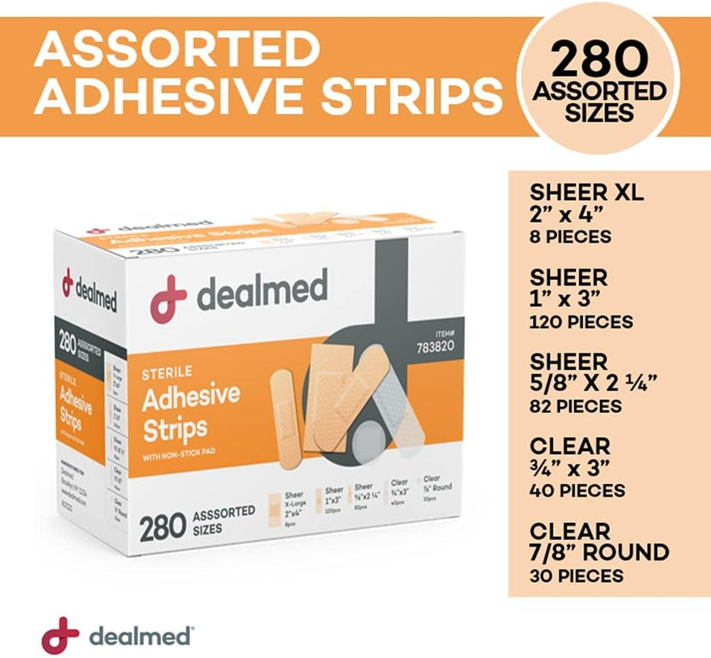 Dealmed Adhesive Bandages Variety Pack - Sterile First Aid - 3360 Count