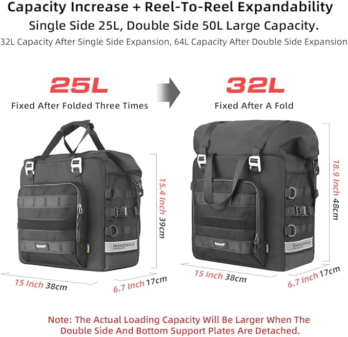 Rhinowalk Motorcycle Saddlebag Waterproof Luggage Bag Quick Release Motorcycle