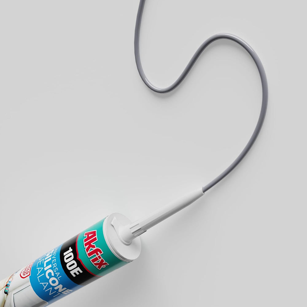 Akfix 100E RTV Gray Silicone Caulk (12x10.1 fl.oz.) - 100% Waterproof Silicon...