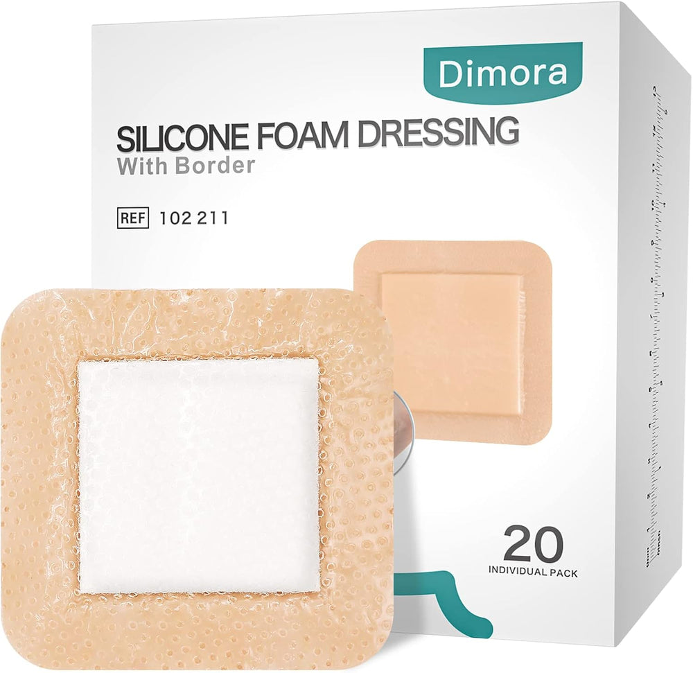 Dimora Silicone Foam Dressing 4"x4" for Wound Care Bed Sore Patches...
