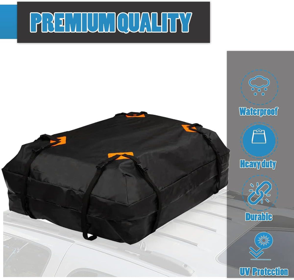 VaygWay 15 Cubic Feet Car Rooftop Cargo Carrier Bag – Black Waterproof Heavy ...