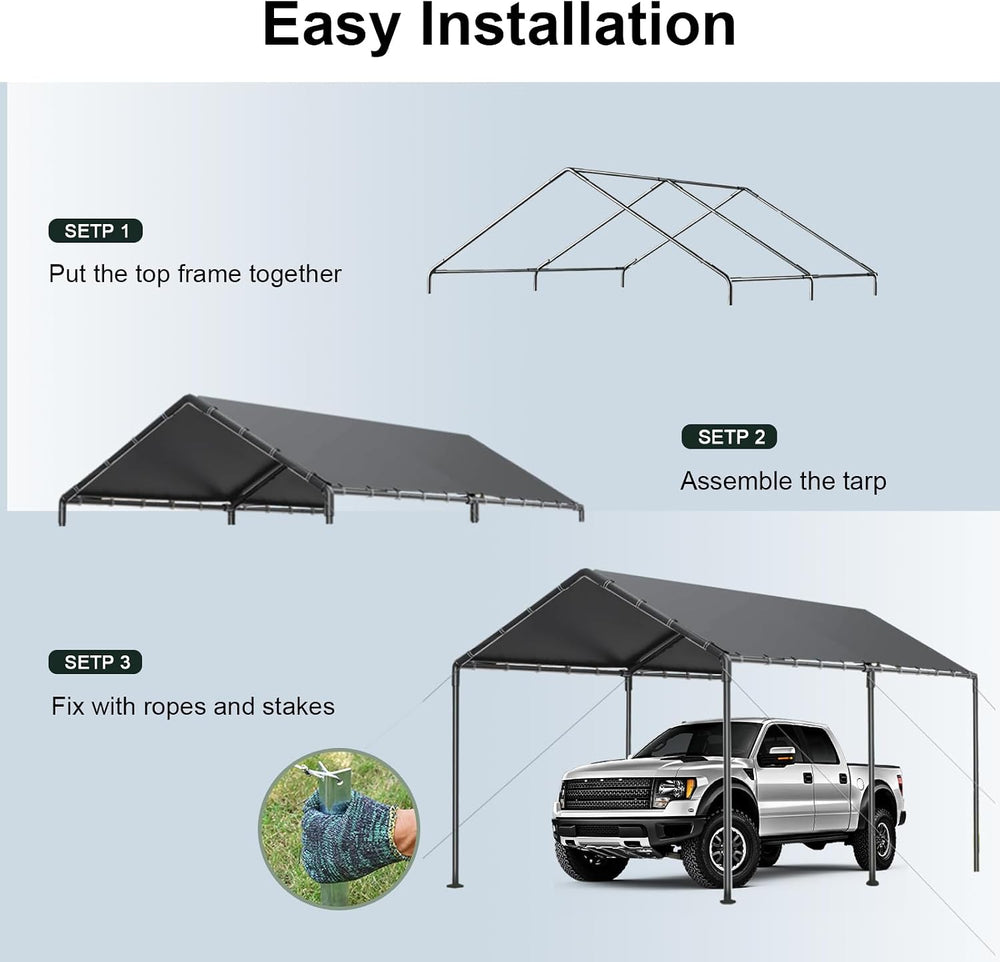 Carport, Heavy Duty Galavanized Carport Canopy, Party Car Tent Garage Shelter...