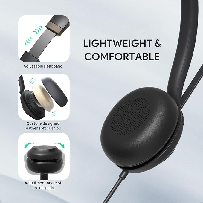 Yealink UH37 USB Headset with Noise Cancelling Microphone, Wired Headset