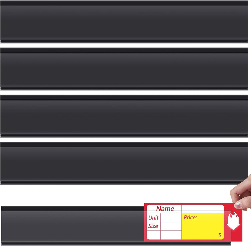 Spiareal 50 Pcs Shelf Label Holders Adhesive Price Tag Strips, Black