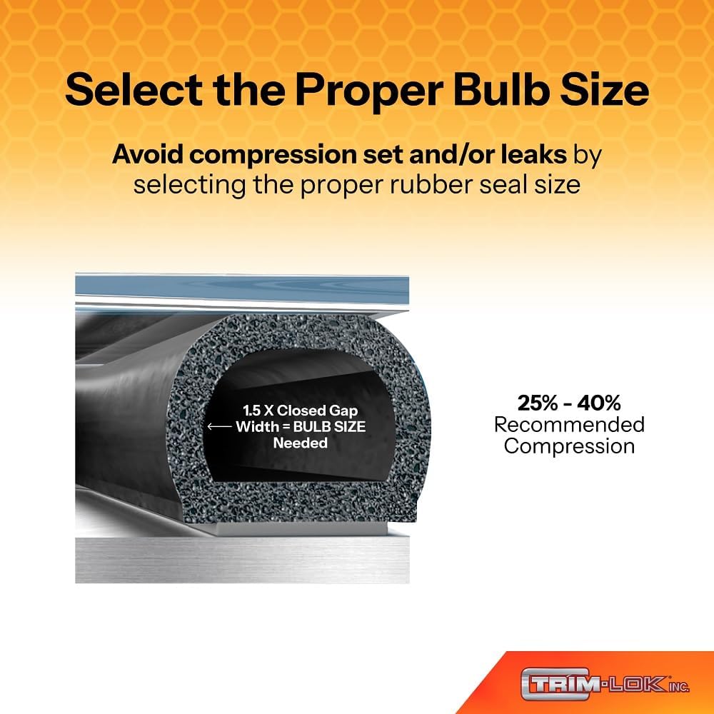 TRIM-LOK D-Shaped Rubber Seal with 3M Bonded Tape, 0.5-Inch Height, 0.5-Inch ...