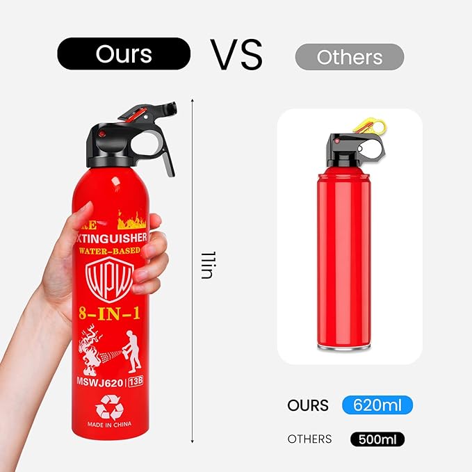 WPW 620ml Large Upgraded 8-in-1 Fire Extinguisher (3 Pack)