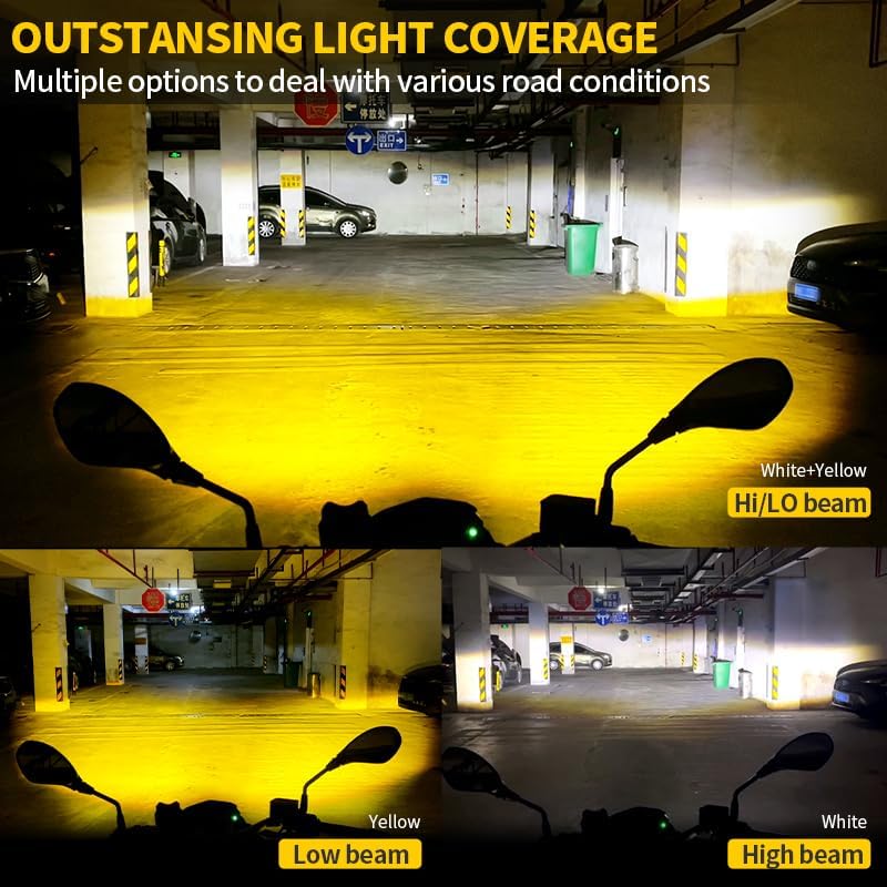LED Motorcycle Auxiliary Lights Driving Fog Lights Universal Spotlights White...