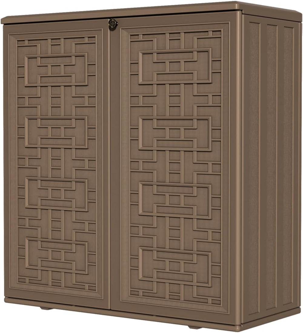 HOMSPARK Indoor/Outdoor Storage Cabinet with Doors and Shelf, 34”x16”x36” HDP...