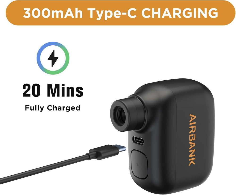 AIRBANK Mini Bike Pump POCKET SE, 100 PSI Electric Bicycle Air Pump for Road ...