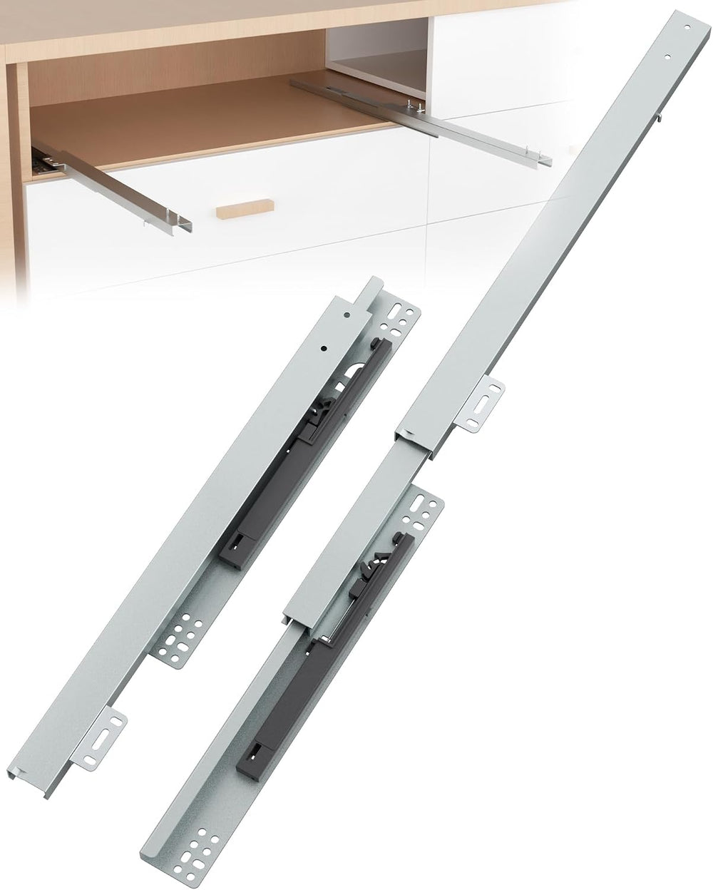 Onemake 18" Bottom Mount Drawer Slides, Soft Close Full Extension, 1 Pair
